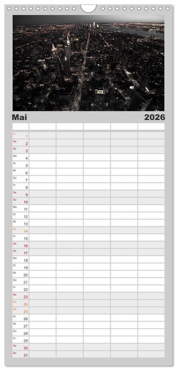 Produktbild: Familienplaner 2026 - New York &ndash; The Big Apple mit 5 Spalten (Wandkalender, 21 x 45 cm) CALVENDO