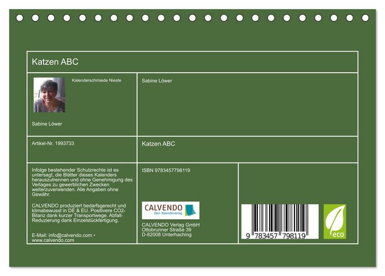 Produktbild: Katzen ABC (Tischkalender 2026 DIN A5 quer), CALVENDO Monatskalender