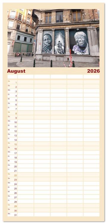 Produktbild: Familienplaner 2026 - Br&uuml;ssel - Spannende Metropole mit 5 Spalten (Wandkalender, 21 x 45 cm) CALVENDO