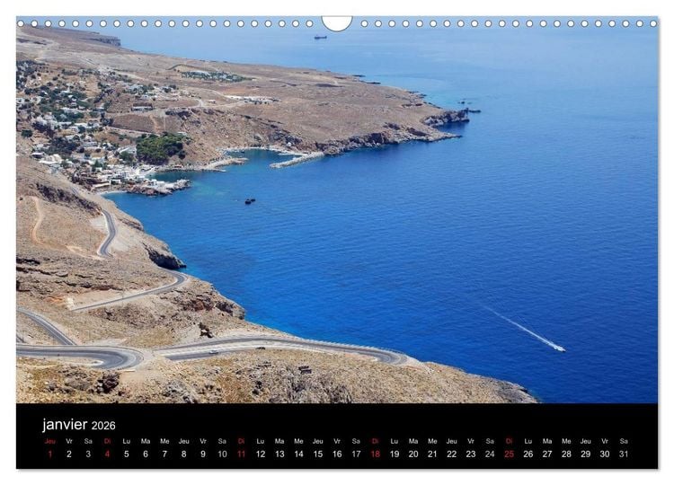 Produktbild: Cr&egrave;te, l'&icirc;le rebelle (Calendrier mural 2026 DIN A3 vertical), CALVENDO calendrier mensuel