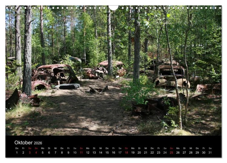 Produktbild: Schrottautos im Kyrk&ouml; Mosse (Wandkalender 2026 DIN A3 quer), CALVENDO Monatskalender