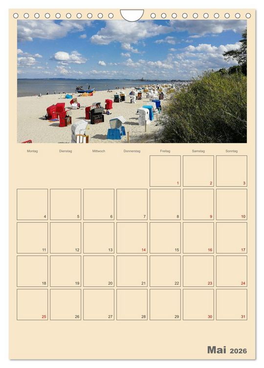 Produktbild: Usedom Ostsee - Terminplaner (Wandkalender 2026 DIN A4 hoch), CALVENDO Monatskalender