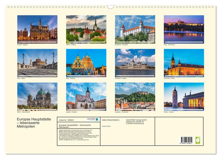 Produktbild: Europas Hauptst&auml;dte &ndash; lebenswerte Metropolen (Wandkalender 2026 DIN A2 quer), CALVENDO Monatskalender