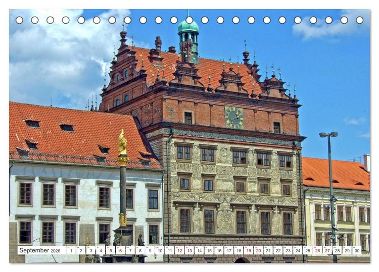 Produktbild: Visit Pilsen & Klatovy - Zwei b&ouml;hmische St&auml;dte - Ein perfekter Urlaubstag (Tischkalender 2026 DIN A5 quer), CALVENDO Monatskalender