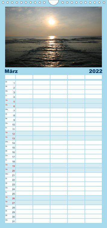 Produktbild: Familienplaner Nordsee - Lichtstimmungen an der K&uuml;ste (Wandkalender 2022 , 21 cm x 45 cm, hoch)