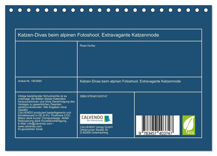Produktbild: Katzen-Divas beim alpinen Fotoshoot. Extravagante Katzenmode (Tischkalender 2026 DIN A5 quer), CALVENDO Monatskalender