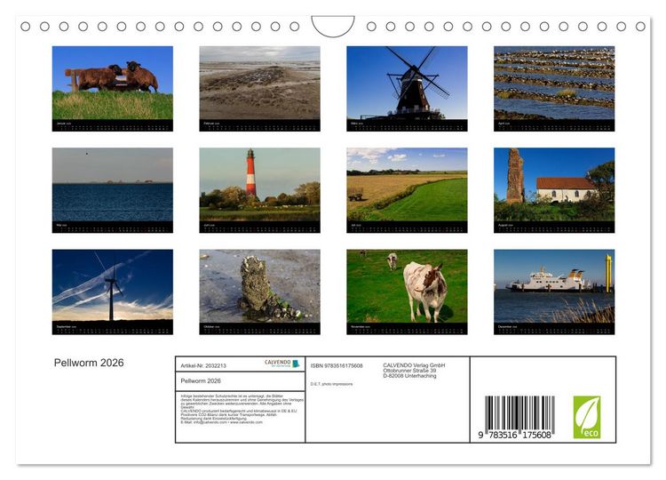 Produktbild: Pellworm 2026 (Wandkalender 2026 DIN A4 quer), CALVENDO Monatskalender