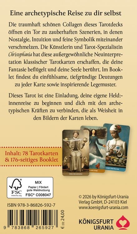 Produktbild: Christephania Tarot - 78 farbige Tarotkarten und ein 176-seitiges Booklet mit Deutungen und Legungen (nostalgisches, hochwertiges Tarotdeck)