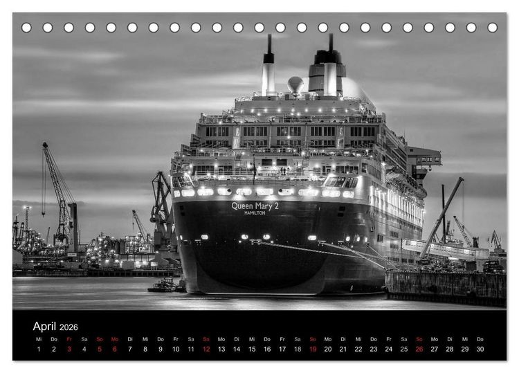Produktbild: Hamburg monochrome Impressionen (Tischkalender 2026 DIN A5 quer), CALVENDO Monatskalender