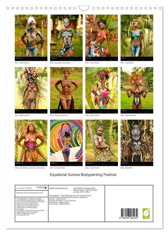 Produktbild: Equatorial Guinea Bodypainting Festival (Wall Calendar 2026 DIN A3 portrait), CALVENDO 12 Month Wall Calendar