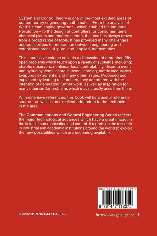 Produktbild: Open Problems in Mathematical Systems and Control Theory