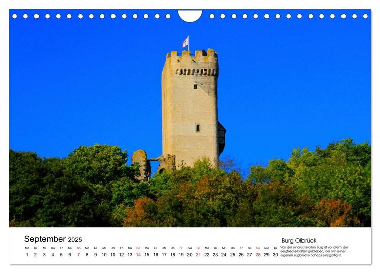 Deutschlands Burgen - besondere Burgen und schöne Schlösser (Wandkalender 2025 DIN A4 quer), CALVENDO Monatskalender