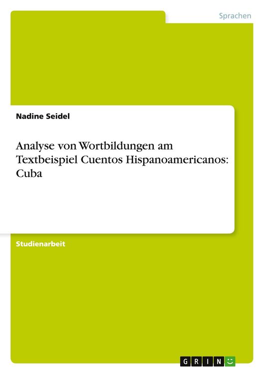 Produktbild: Seidel, N: Analyse von Wortbildungen am Textbeispiel Cuentos