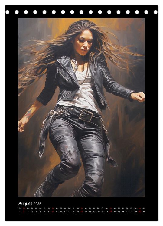 Produktbild: Heavy Metal-Queens. Wilde Rock- und Metal-Girl Paintings (Tischkalender 2026 DIN A5 hoch), CALVENDO Monatskalender