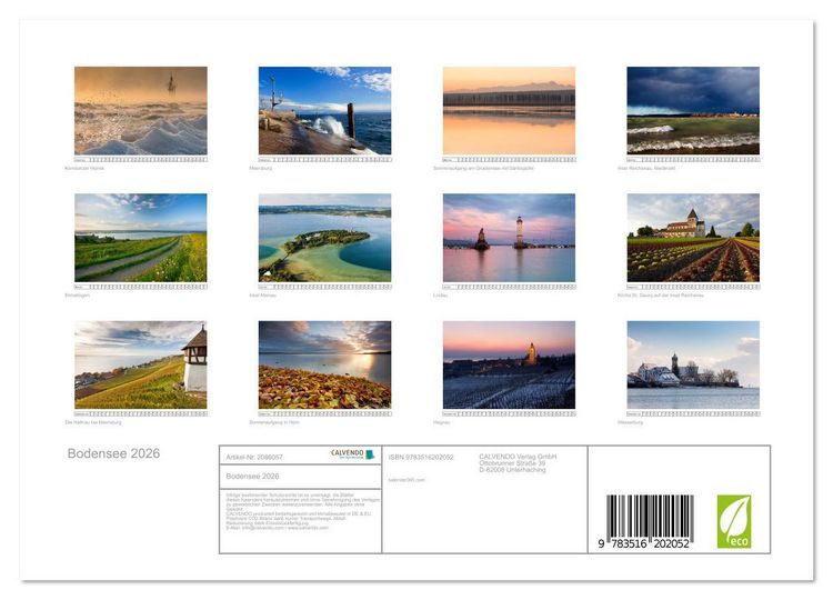 Produktbild: Bodensee 2026 (Wandkalender 2026 DIN A4 quer), CALVENDO Monatskalender