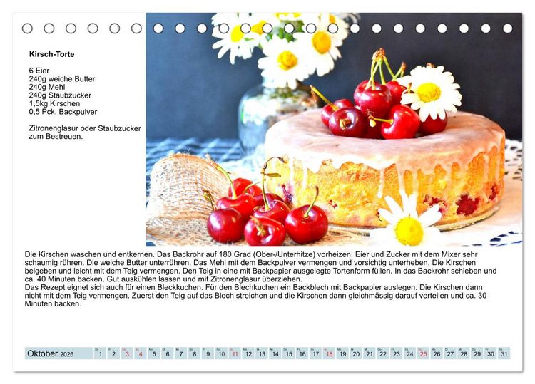 Produktbild: Exquisite Torten. K&ouml;stliche Rezepte f&uuml;r viele Anl&auml;sse (Tischkalender 2026 DIN A5 quer), CALVENDO Monatskalender