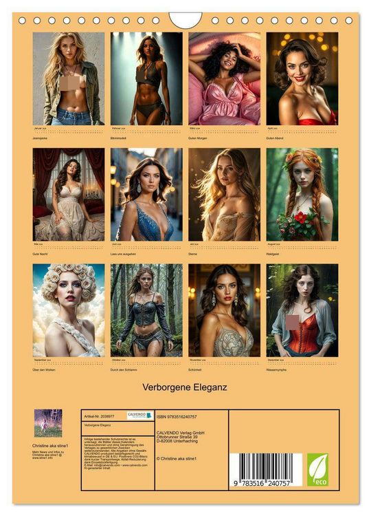 Produktbild: Verborgene Eleganz (Wandkalender 2026 DIN A4 hoch), CALVENDO Monatskalender