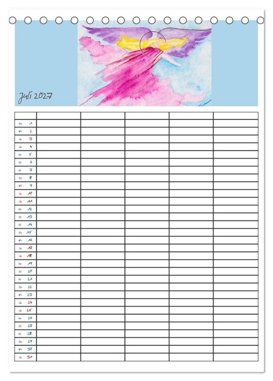Produktbild: Engelhafter Familienplaner (Tischkalender 2027 DIN A5 hoch), CALVENDO Monatskalender