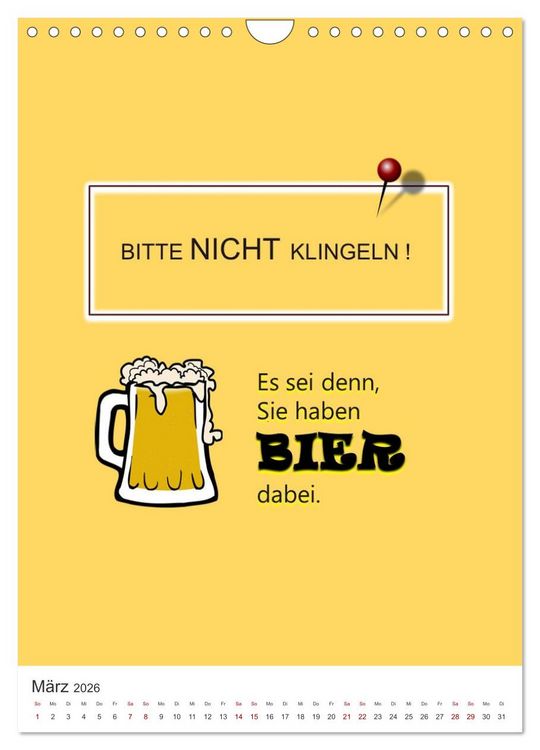Produktbild: TRINKSPR&Uuml;CHE rund um Bier, Wein und Co. &hellip; (Wandkalender 2026 DIN A4 hoch), CALVENDO Monatskalender