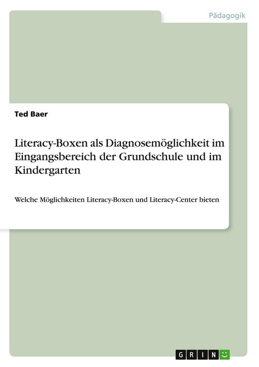 Produktbild: Literacy-Boxen als Diagnosem&ouml;glichkeit im Eingangsbereich der Grundschule und im Kindergarten