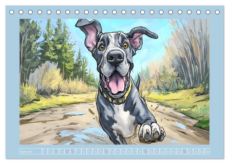 Produktbild: Die Dogge. Lustige Hunde Cartoons f&uuml;r gute Laune (Tischkalender 2026 DIN A5 quer), CALVENDO Monatskalender