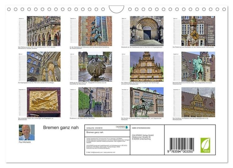 Produktbild: Bremen ganz nah (Wandkalender 2027 DIN A4 quer), CALVENDO Monatskalender