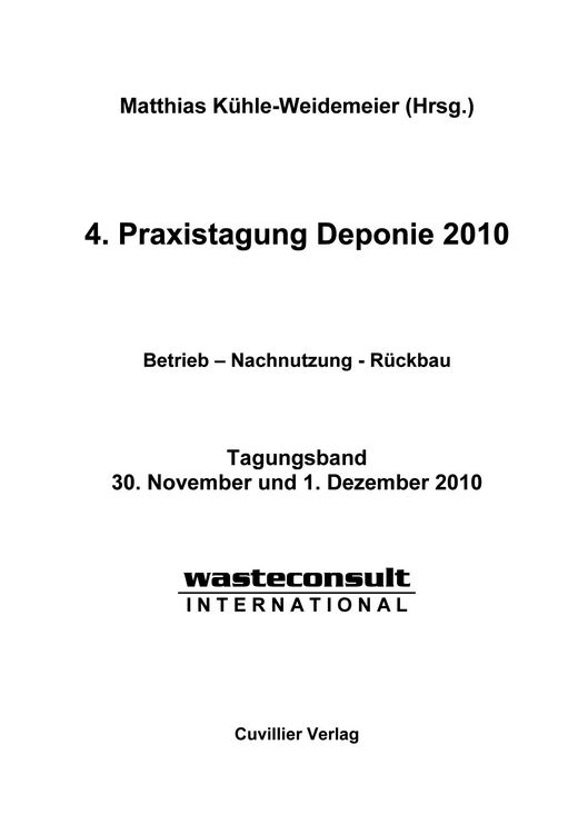 Produktbild: 4. Praxistagung Deponie 2010
