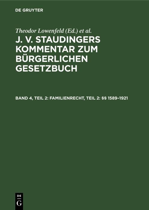Produktbild: Familienrecht, Teil 2: &sect;&sect; 1589-1921