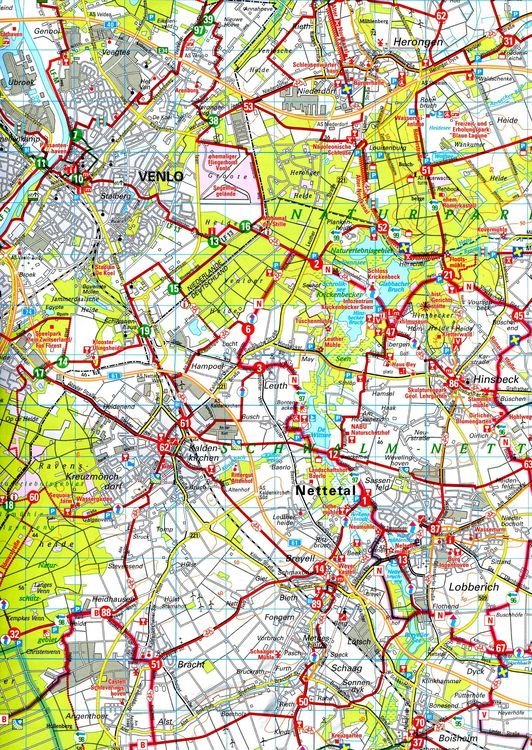 Radwanderkarte BVA Kreis Viersen mit Knotenpunkten, 1:50.000, reiß- und wetterfest, GPS-Tracks Download, E-Bike-geeignet