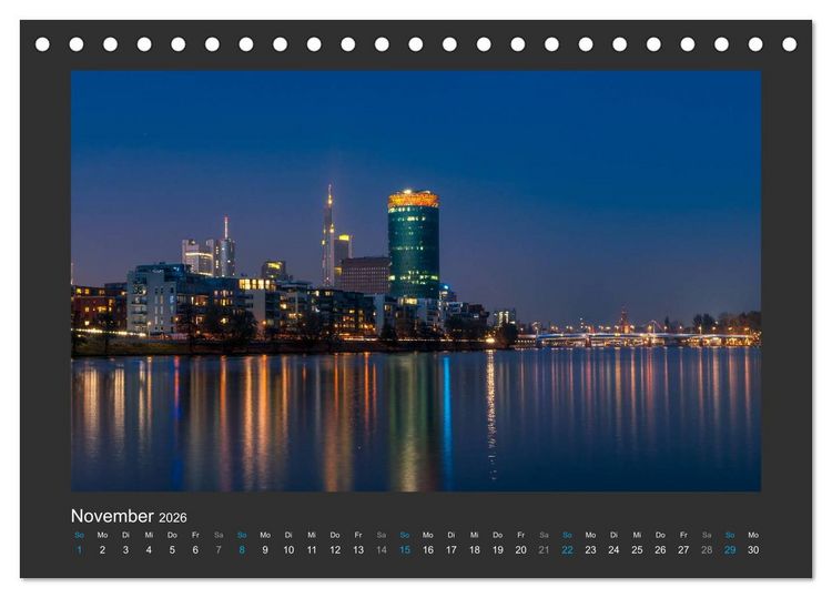 Produktbild: FRANKFURT - Nachtlichter 2026 (Tischkalender 2026 DIN A5 quer), CALVENDO Monatskalender