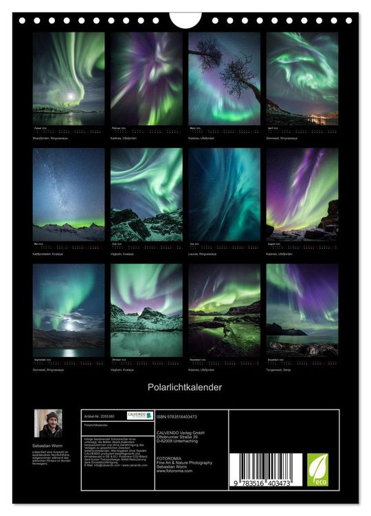 Produktbild: Polarlichtkalender (Wandkalender 2026 DIN A4 hoch), CALVENDO Monatskalender