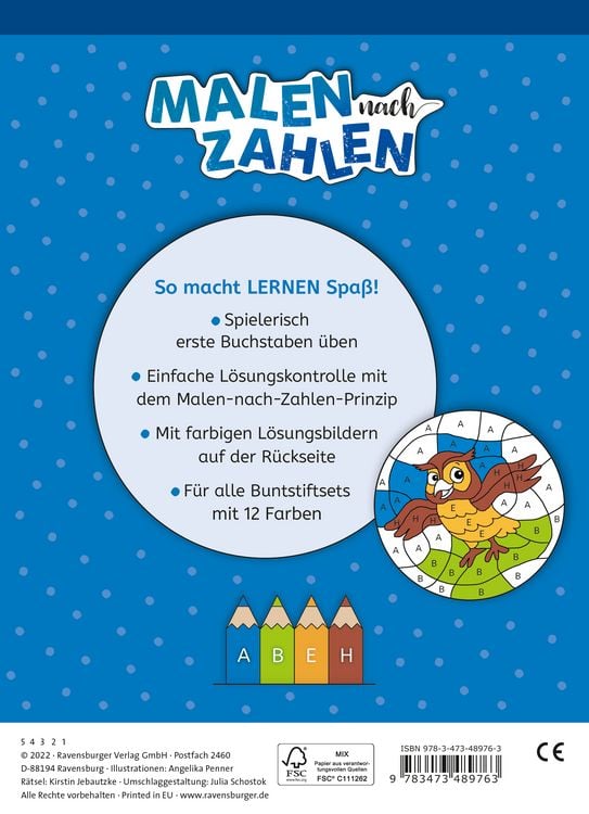 Produktbild: Malen nach Zahlen - Vorschule: Erste Buchstaben