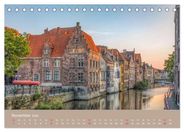Produktbild: Br&uuml;gge und Gent, eine Fotoreise durch die zwei Perlen Flanderns. (Tischkalender 2026 DIN A5 quer), CALVENDO Monatskalender