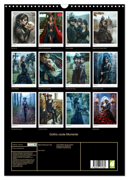 Produktbild: Gothic coole Momente (Wandkalender 2026 DIN A3 hoch), CALVENDO Monatskalender