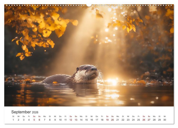 Produktbild: W&auml;chter des Flusses - Ein Jahr mit Fischottern (hochwertiger Premium Wandkalender 2026 DIN A2 quer), Kunstdruck in Hochglanz