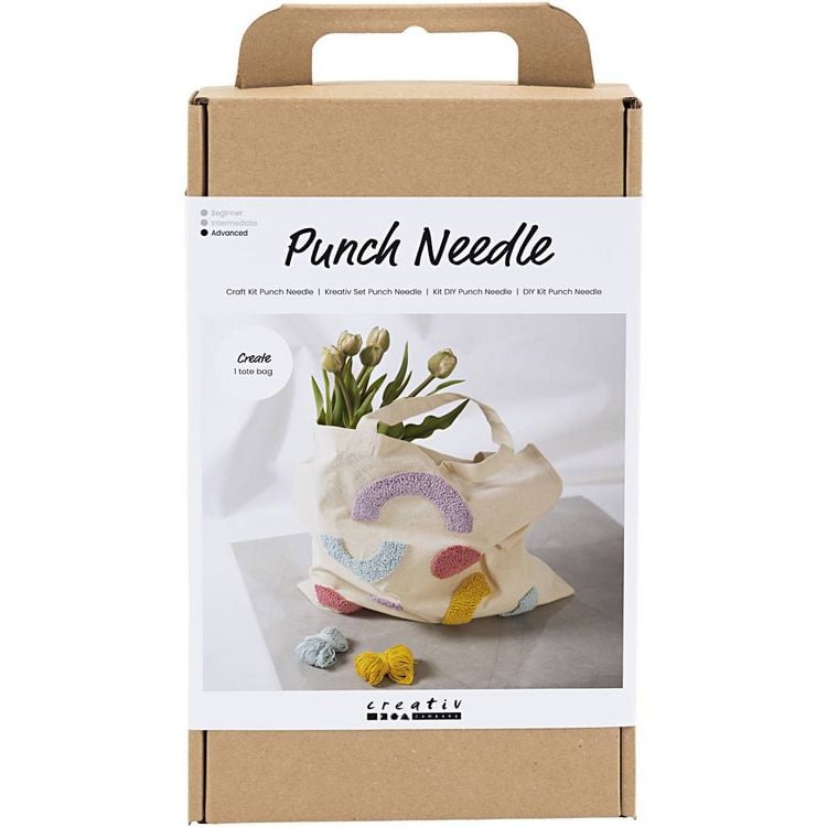 Produktbild: Creativ Company DIY Sets Sticken & Nadelstanzen Kreativ Set Punch Needle, Pastellfarben, , Einkaufstasche, Kreativ Box