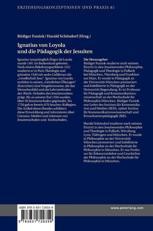 Produktbild: Ignatius von Loyola und die P&auml;dagogik der Jesuiten