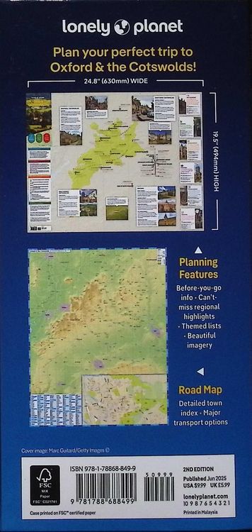 Produktbild: Lonely Planet Oxford & the Cotswolds Planning Map
