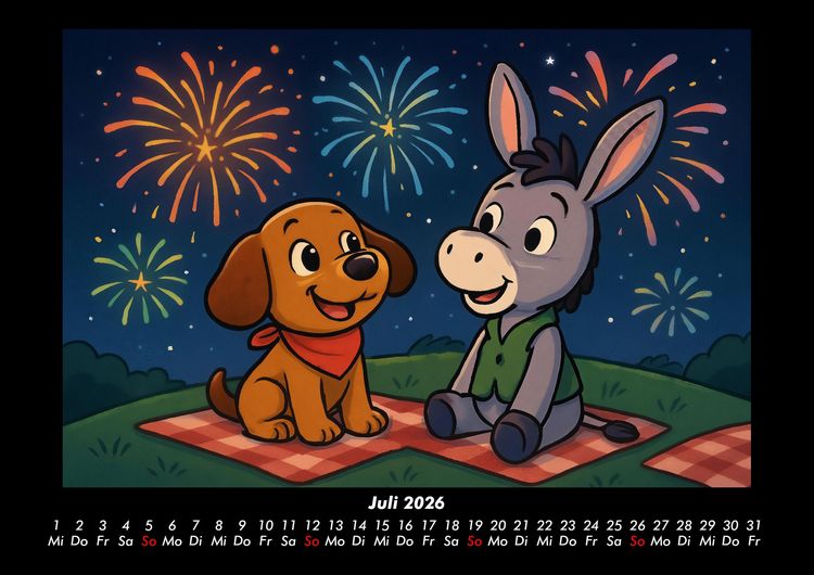 Produktbild: Wuff & Huf - Festliche Freundschaft 2026 Fotokalender DIN A3
