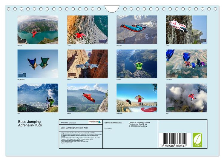 Produktbild: Base Jumping Adrenalin- Kick (Wandkalender 2026 DIN A4 quer), CALVENDO Monatskalender