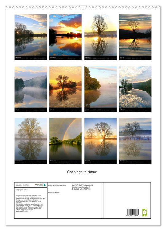 Produktbild: Gespiegelte Natur (Wandkalender 2026 DIN A2 hoch), CALVENDO Monatskalender