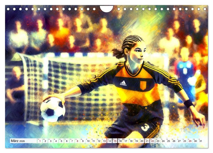 Produktbild: Handball Impressionismus, K&uuml;nstlerische Handballaktionen im KI-Pinselstrich (Wandkalender 2026 DIN A4 quer), CALVENDO Monatskalender