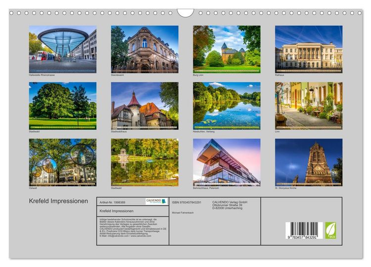 Produktbild: Krefeld Impressionen (Wandkalender 2026 DIN A3 quer), CALVENDO Monatskalender