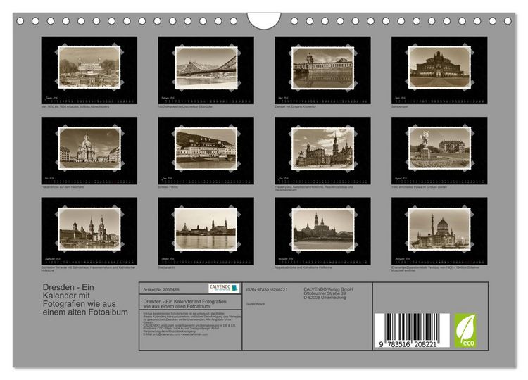 Produktbild: Dresden - Ein Kalender mit Fotografien wie aus einem alten Fotoalbum (Wandkalender 2026 DIN A4 quer), CALVENDO Monatskalender
