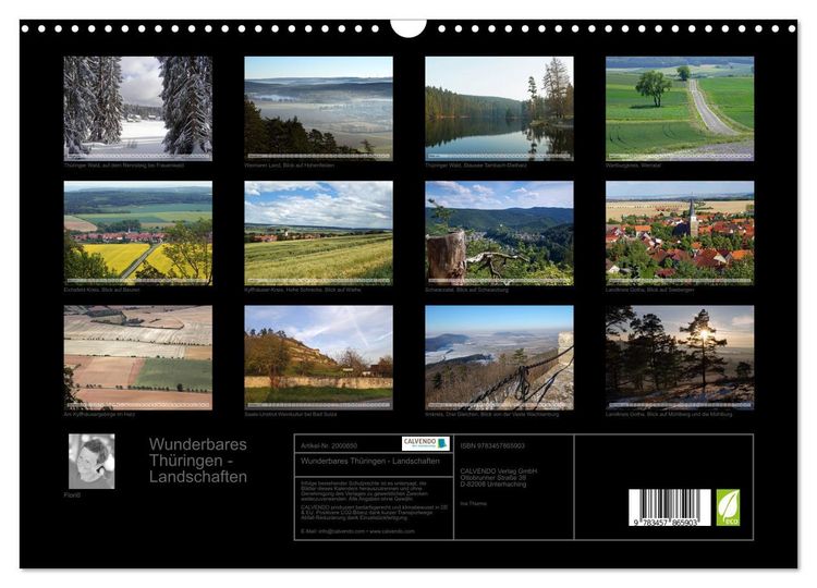 Produktbild: Wunderbares Th&uuml;ringen - Landschaften (Wandkalender 2026 DIN A3 quer), CALVENDO Monatskalender