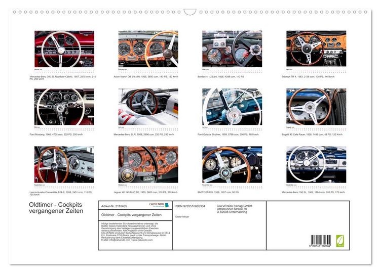 Produktbild: Oldtimer - Cockpits vergangener Zeiten (Wandkalender 2026 DIN A2 quer), CALVENDO Monatskalender