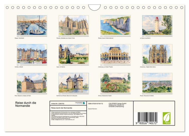 Produktbild: Reise durch die Normandie (Wandkalender 2026 DIN A4 quer), CALVENDO Monatskalender