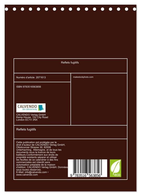 Produktbild: Reflets fugitifs (Calendrier de bureau 2026 DIN A5 horizontal), CALVENDO calendrier mensuel