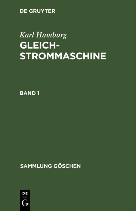 Produktbild: Karl Humburg: Gleichstrommaschine. Band 1