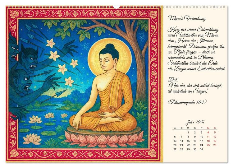 Produktbild: Siddhartas Pfad zum Buddha (Wandkalender 2026 DIN A2 quer), CALVENDO Monatskalender